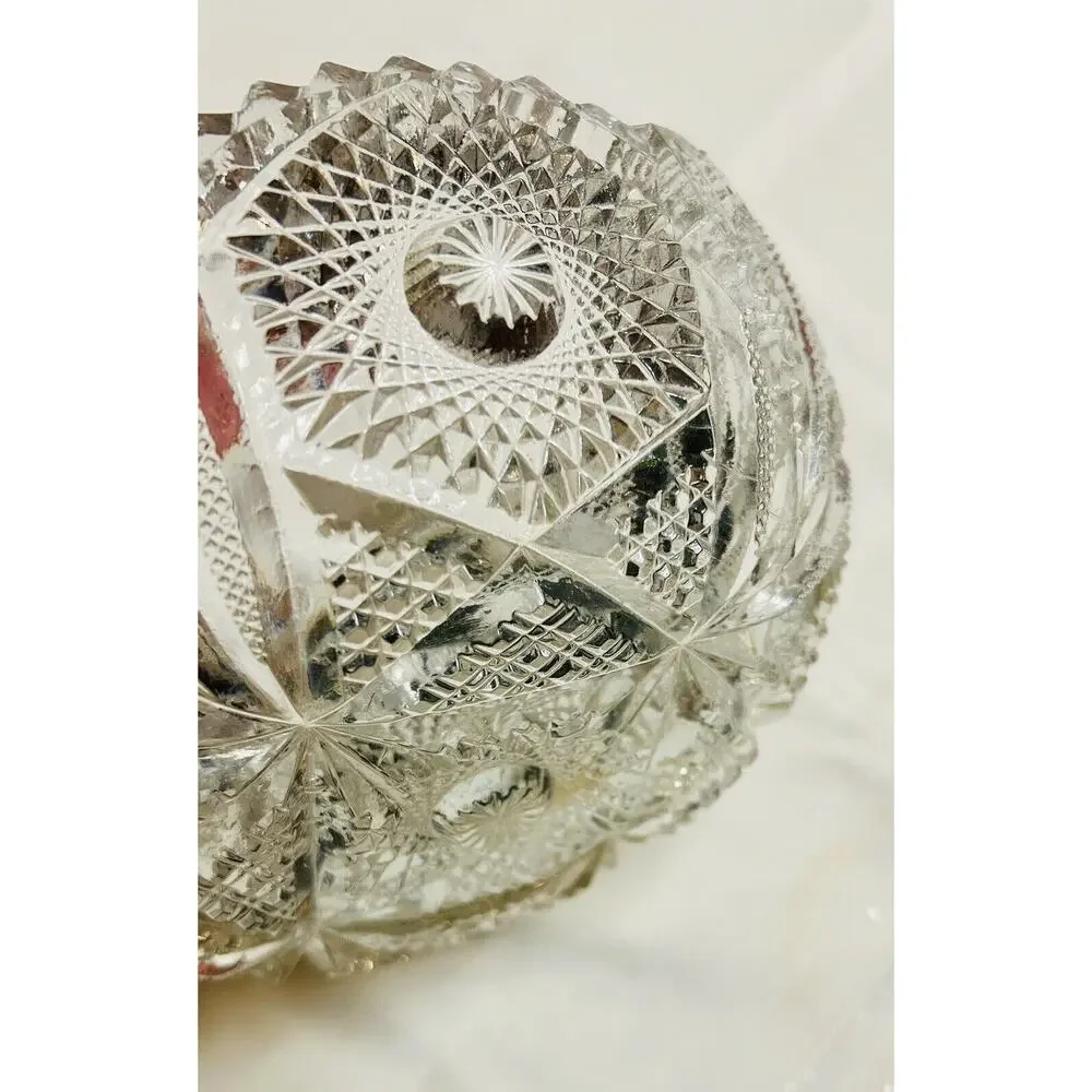 Vintage Brilliant Imperial NuCut Glass Crystal Bowl Sawtooth Edge 7 inches‎